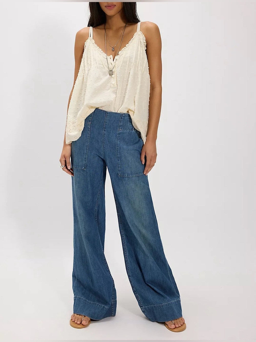 NWT Free People We The Free Breezy Denim Pull-On Jeans- cobalt dark blue - SMALL - Picture 3 of 11